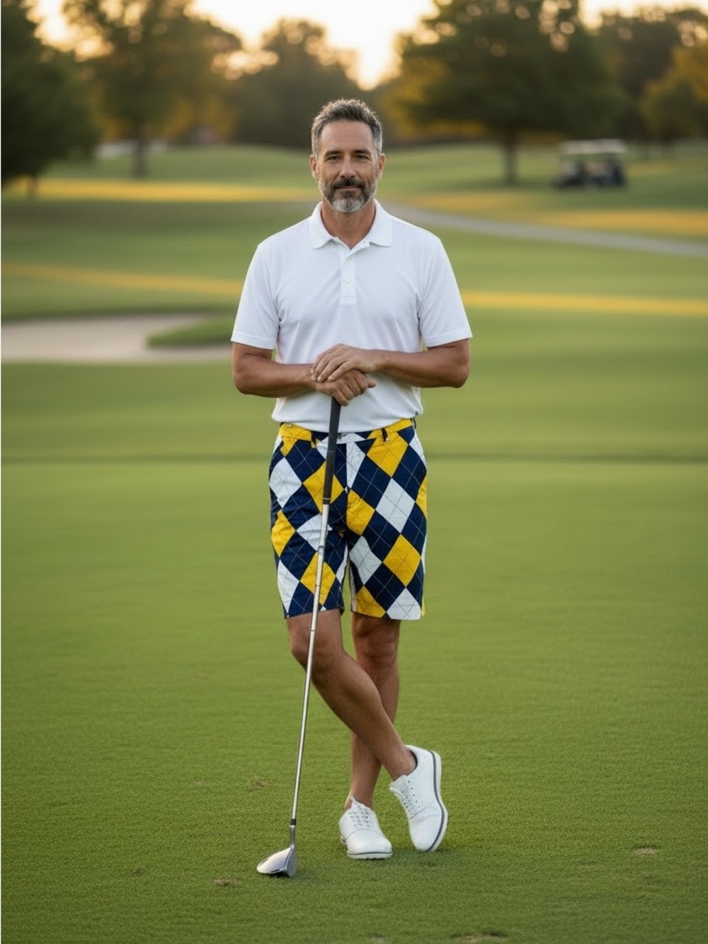 Loudmouth Golf Blue and Gold Argyle Men's Heritage Short Size 34!